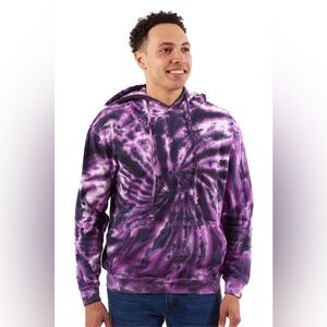 Brisco Brands Purple/Navy/White Spider Tie Dyed Fleece Lined Hoodie